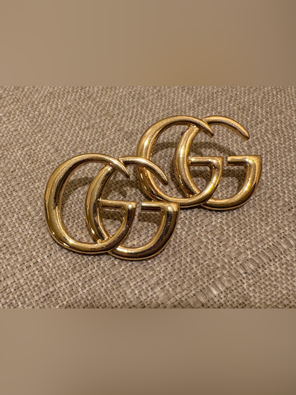 Gucci Gold Double G Logo Stud Earrings